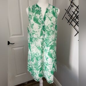 Love Tree Green and White Patterned Shirt Dress, Size Large